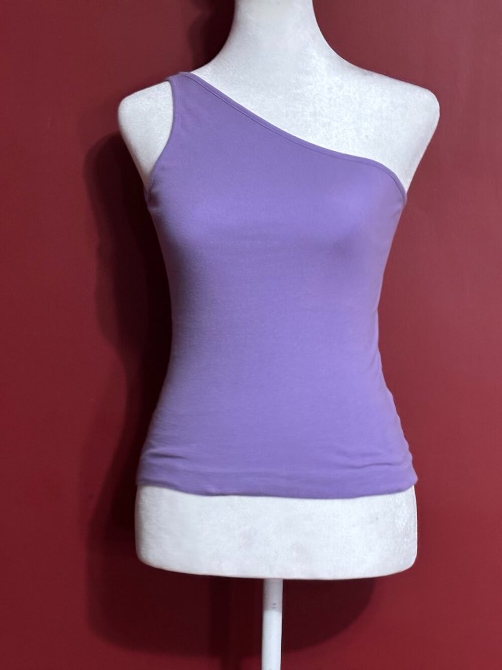 Vintage Rodier Paris Lavender One Shoulder Asymmetric Knit Tank Top Size S